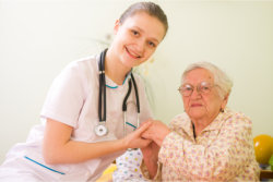 caregiver with stethoscope